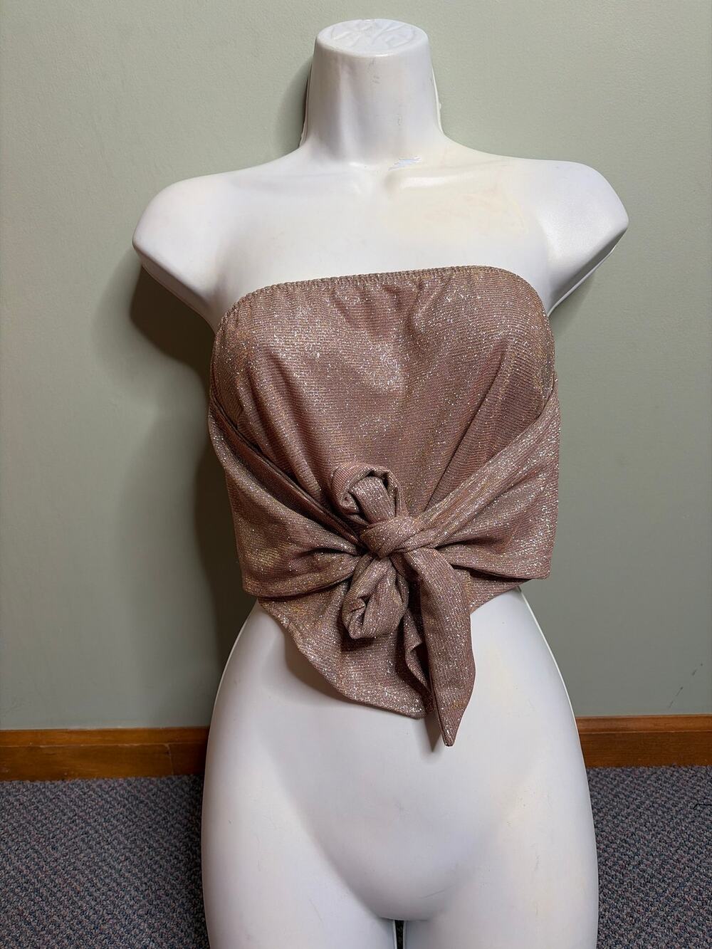 Altar'd State Pink Glitter Tie Tube Top Small